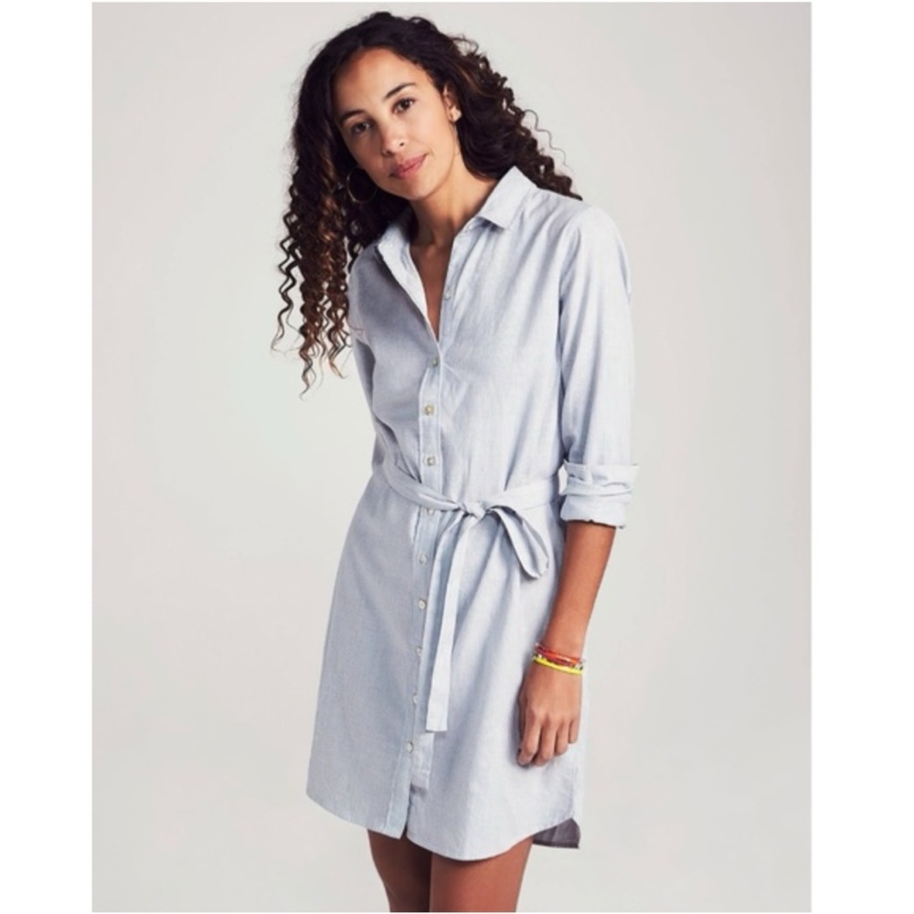 Faherty Bayview Stretch Cotton Shirtdress Coastal Oxford Stripes Size XS